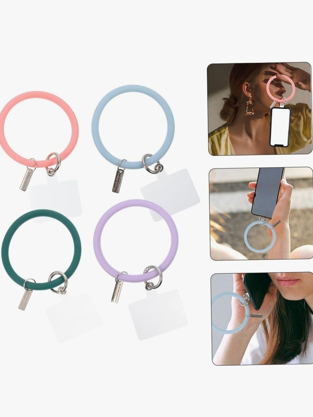 Silicone Wrist Key Ring with ID Tag - Pink, Blue, Green, Lavender